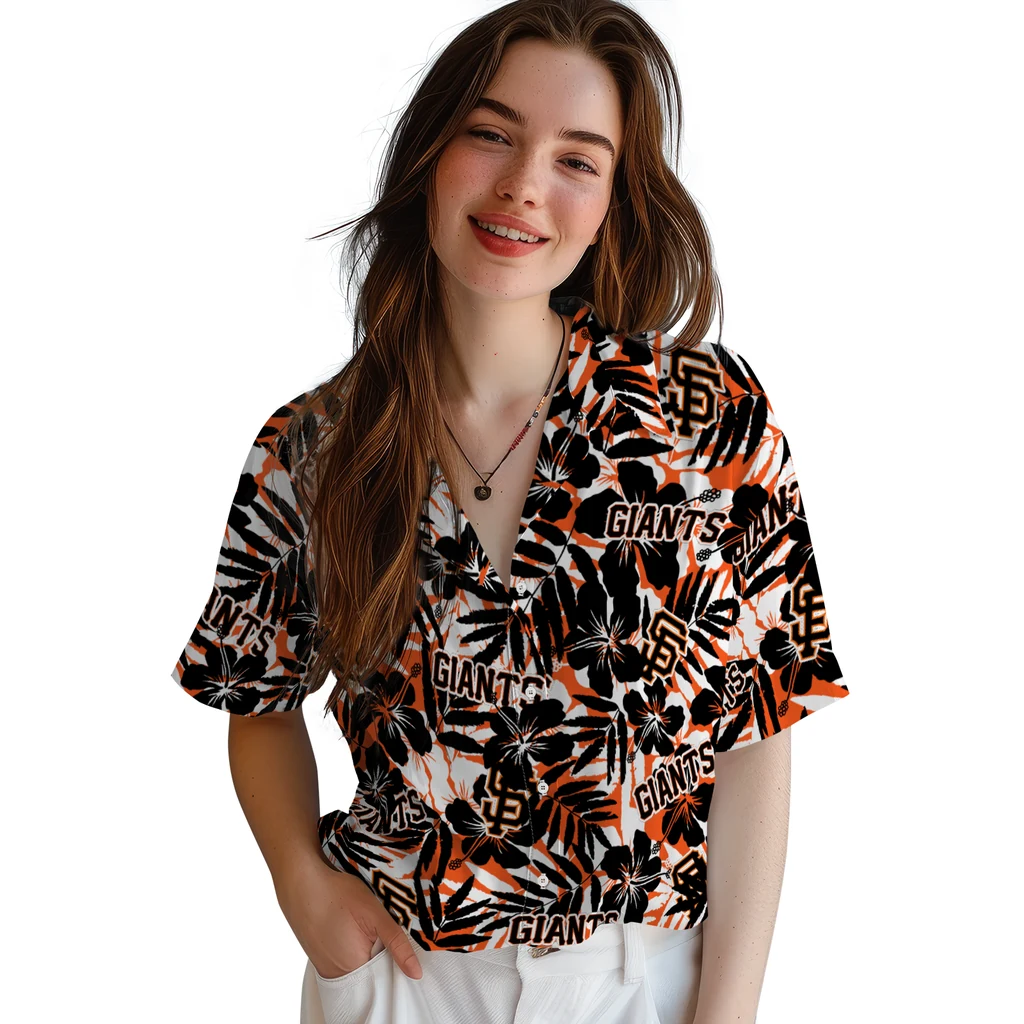 San Francisco Giants Hawaiian Shirt - Hibiscus Overlay san francisco giants hibiscus overlay hawaiian shirts latest model