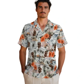 san francisco giants hibiscus seaside white hawaiian shirts fashion forward