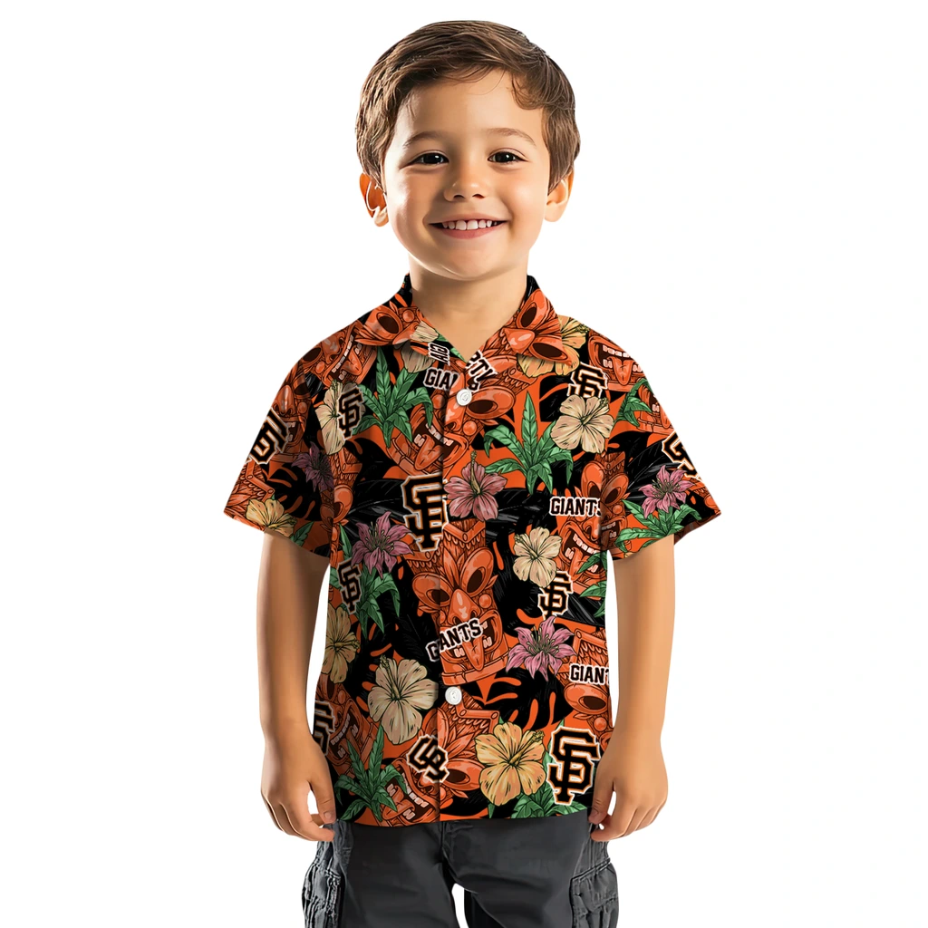 San Francisco Giants Hawaiian Shirt - Hibiscus Tiki Jungle san francisco giants tiki jungle orange hawaiian shirts top rated