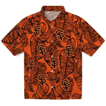 san francisco giants leaf outline orange hawaiian shirts best selling