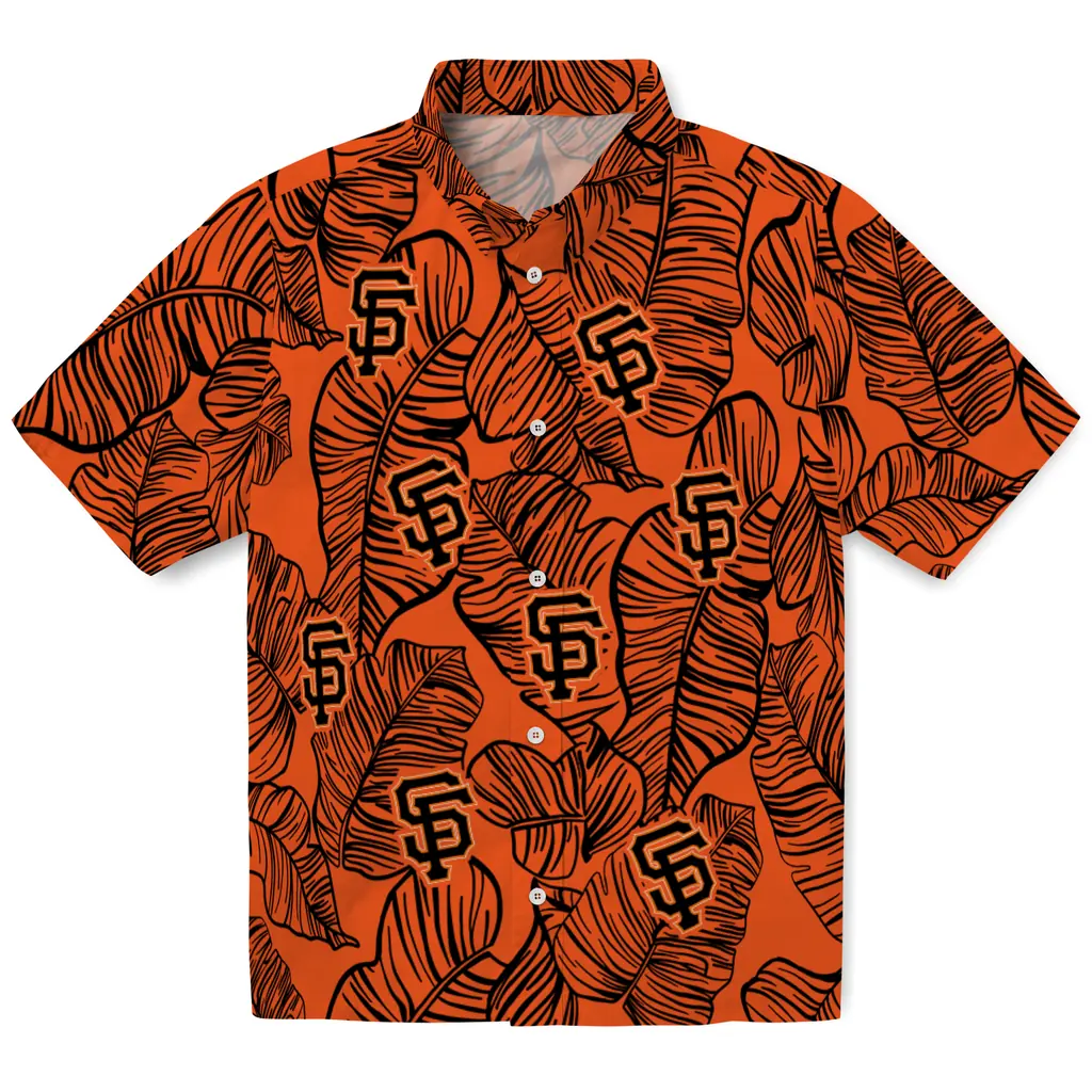 San Francisco Giants Hawaiian Shirt - Leaf Outline san francisco giants leaf outline orange hawaiian shirts best selling