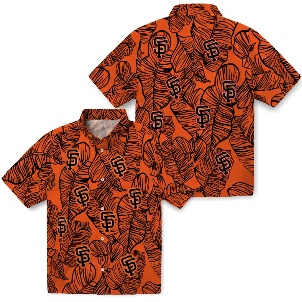 San Francisco Giants Hawaiian Shirt - Leaf Outline san francisco giants leaf outline orange hawaiian shirts high quality