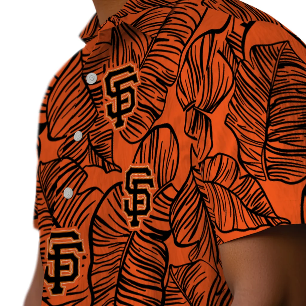 San Francisco Giants Hawaiian Shirt - Leaf Outline san francisco giants leaf outline orange hawaiian shirts trendy