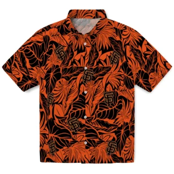 san francisco giants monstera layer orange hawaiian shirts best selling