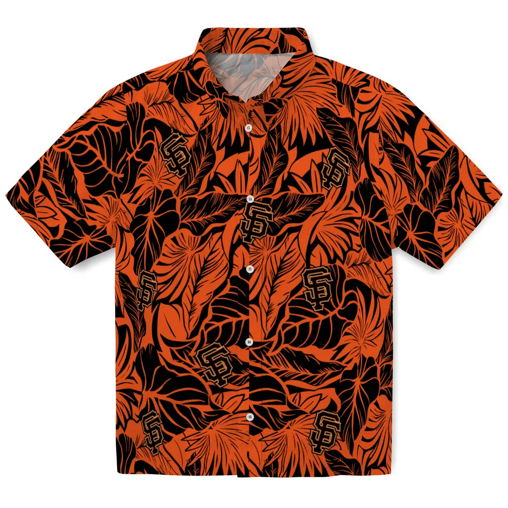 San Francisco Giants Hawaiian Shirt - Monstera Layer san francisco giants monstera layer orange hawaiian shirts best selling