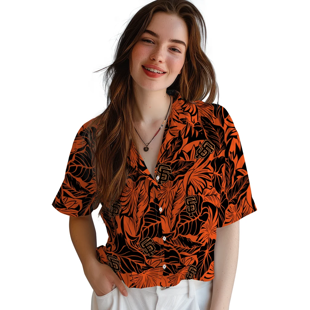 San Francisco Giants Hawaiian Shirt - Monstera Layer san francisco giants monstera layer orange hawaiian shirts latest model