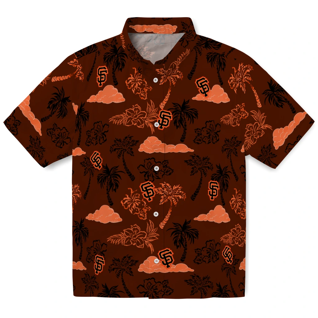 San Francisco Giants Hawaiian Shirt - Palm And Clouds san francisco giants palm and clouds orange hawaiian shirts best selling