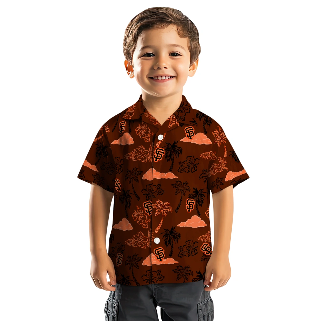 San Francisco Giants Hawaiian Shirt - Palm And Clouds san francisco giants palm and clouds orange hawaiian shirts top rated