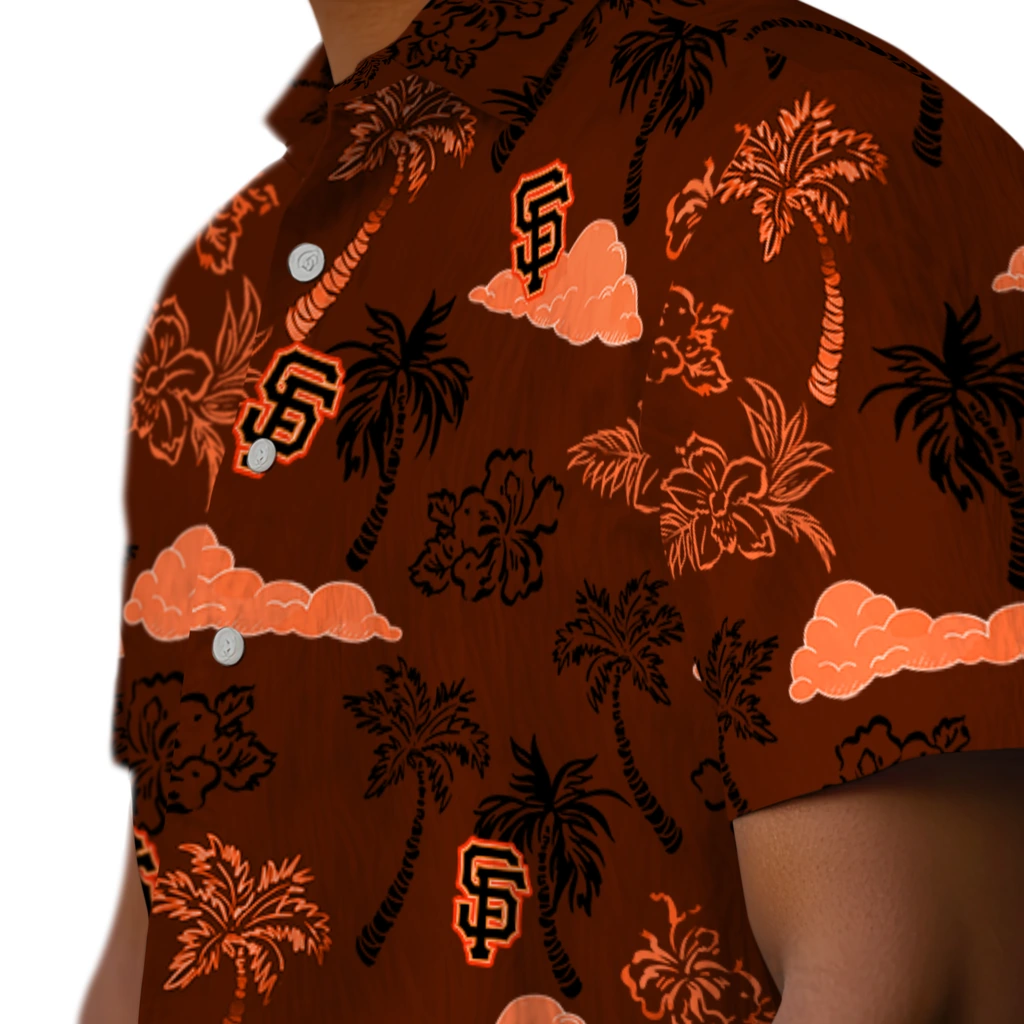 San Francisco Giants Hawaiian Shirt - Palm And Clouds san francisco giants palm and clouds orange hawaiian shirts trendy