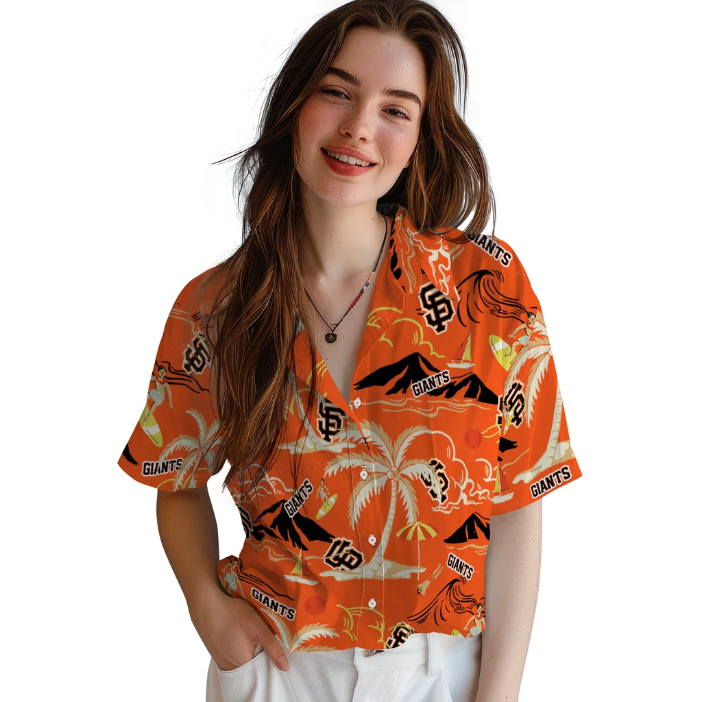 San Francisco Giants Hawaiian Shirt - Palm Tree Island san francisco giants palm tree island orange hawaiian shirts latest model