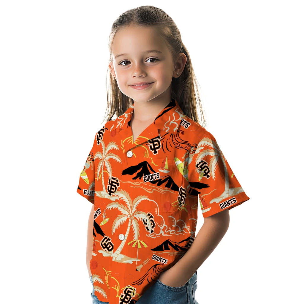 San Francisco Giants Hawaiian Shirt - Palm Tree Island san francisco giants palm tree island orange hawaiian shirts premium grade