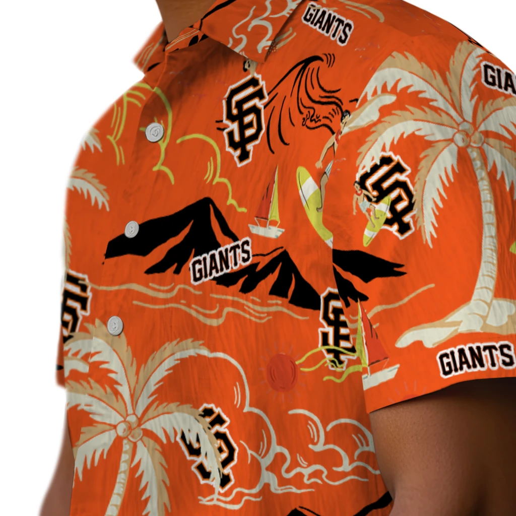 San Francisco Giants Hawaiian Shirt - Palm Tree Island san francisco giants palm tree island orange hawaiian shirts trendy