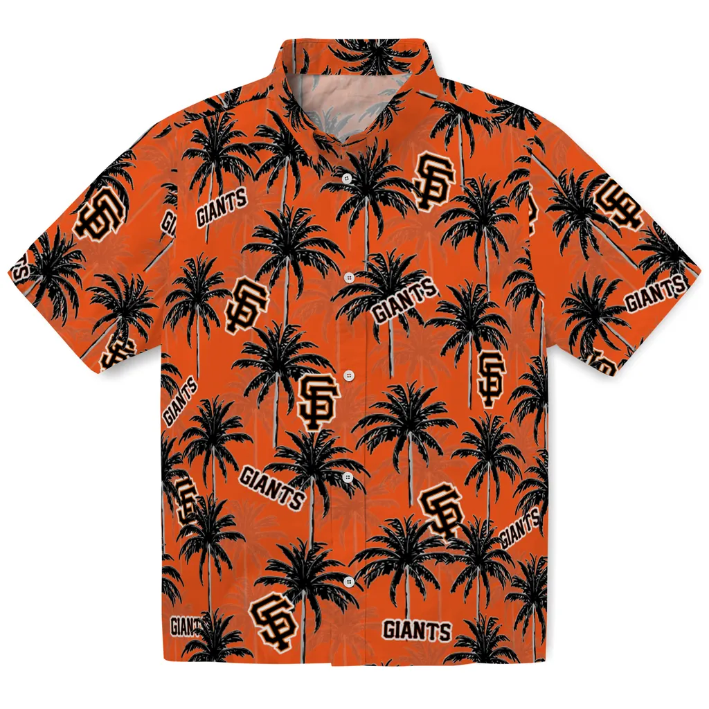 San Francisco Giants Hawaiian Shirt - Palm Tree Motif san francisco giants palm grove orange hawaiian shirts best selling
