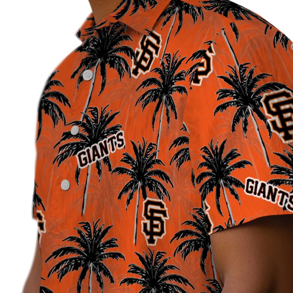 San Francisco Giants Hawaiian Shirt - Palm Tree Motif san francisco giants palm grove orange hawaiian shirts trendy