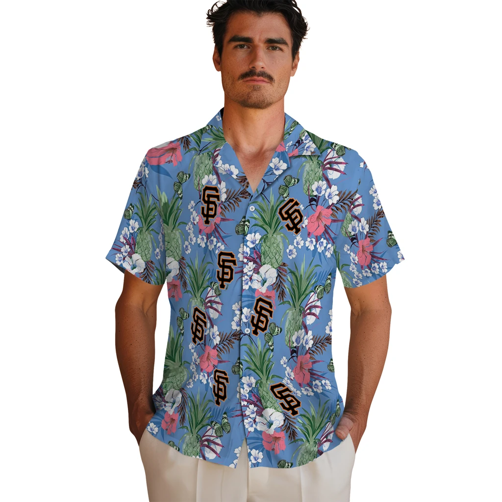 San Francisco Giants Hawaiian Shirt - Pineapple Bouquet san francisco giants pineapple bouquet best sky blue hawaiian shirts fashion forward