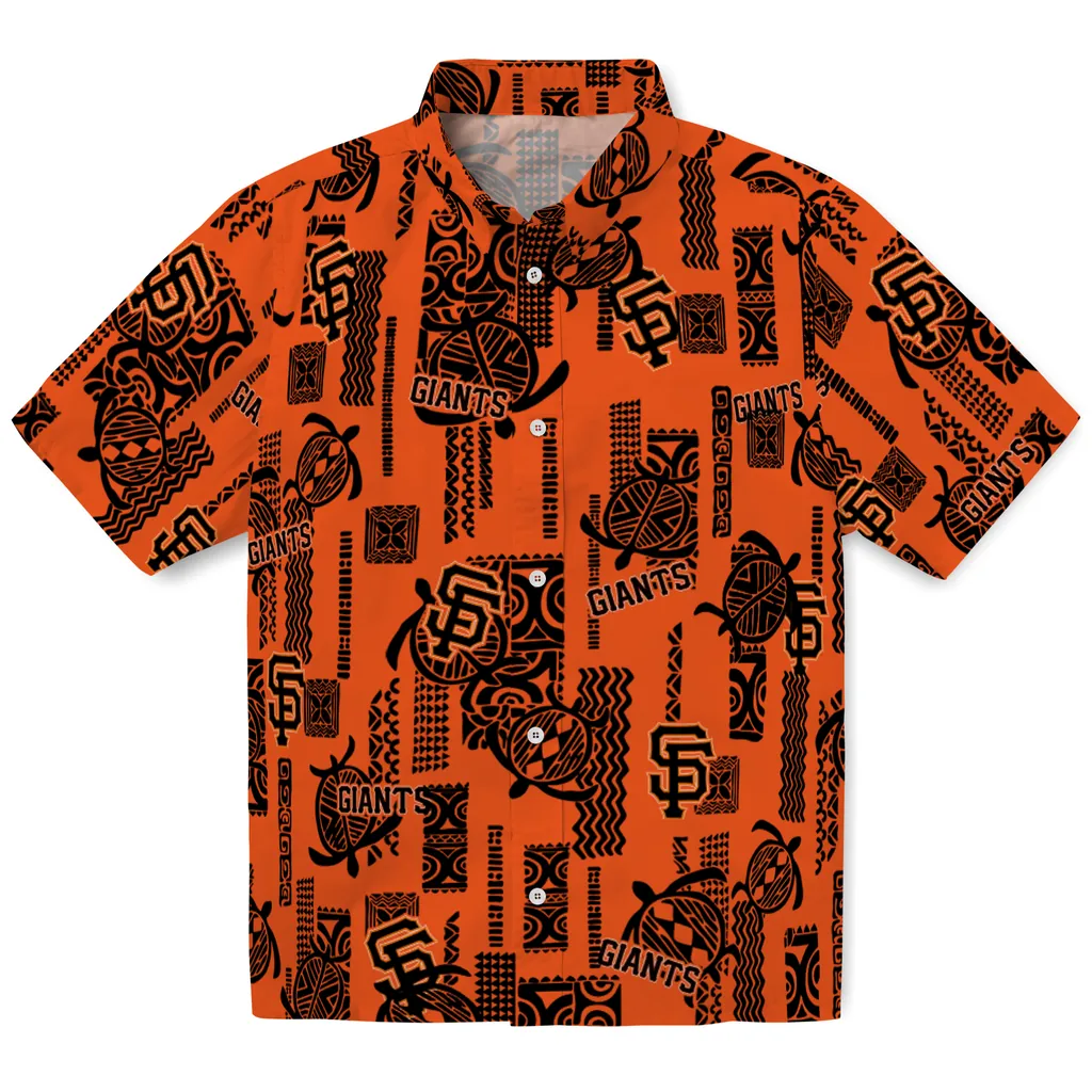 San Francisco Giants Hawaiian Shirt - Turtle Lines san francisco giants turtle lines orange hawaiian shirts best selling
