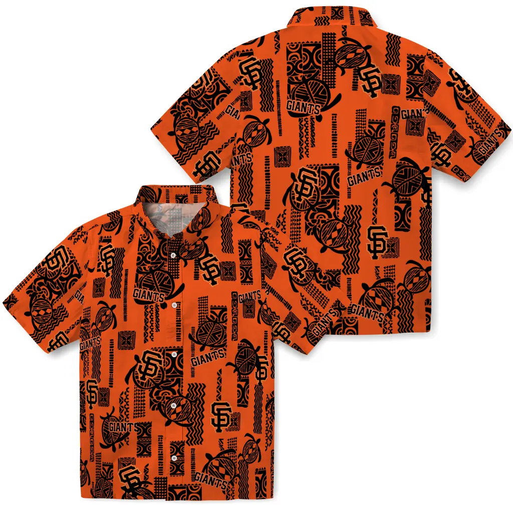 San Francisco Giants Hawaiian Shirt - Turtle Lines san francisco giants turtle lines orange hawaiian shirts high quality