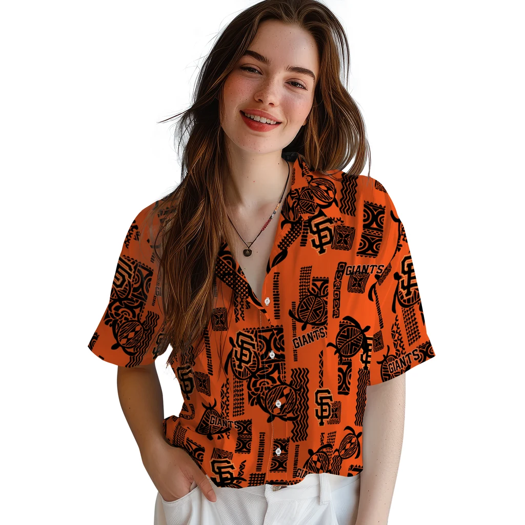 San Francisco Giants Hawaiian Shirt - Turtle Lines san francisco giants turtle lines orange hawaiian shirts latest model