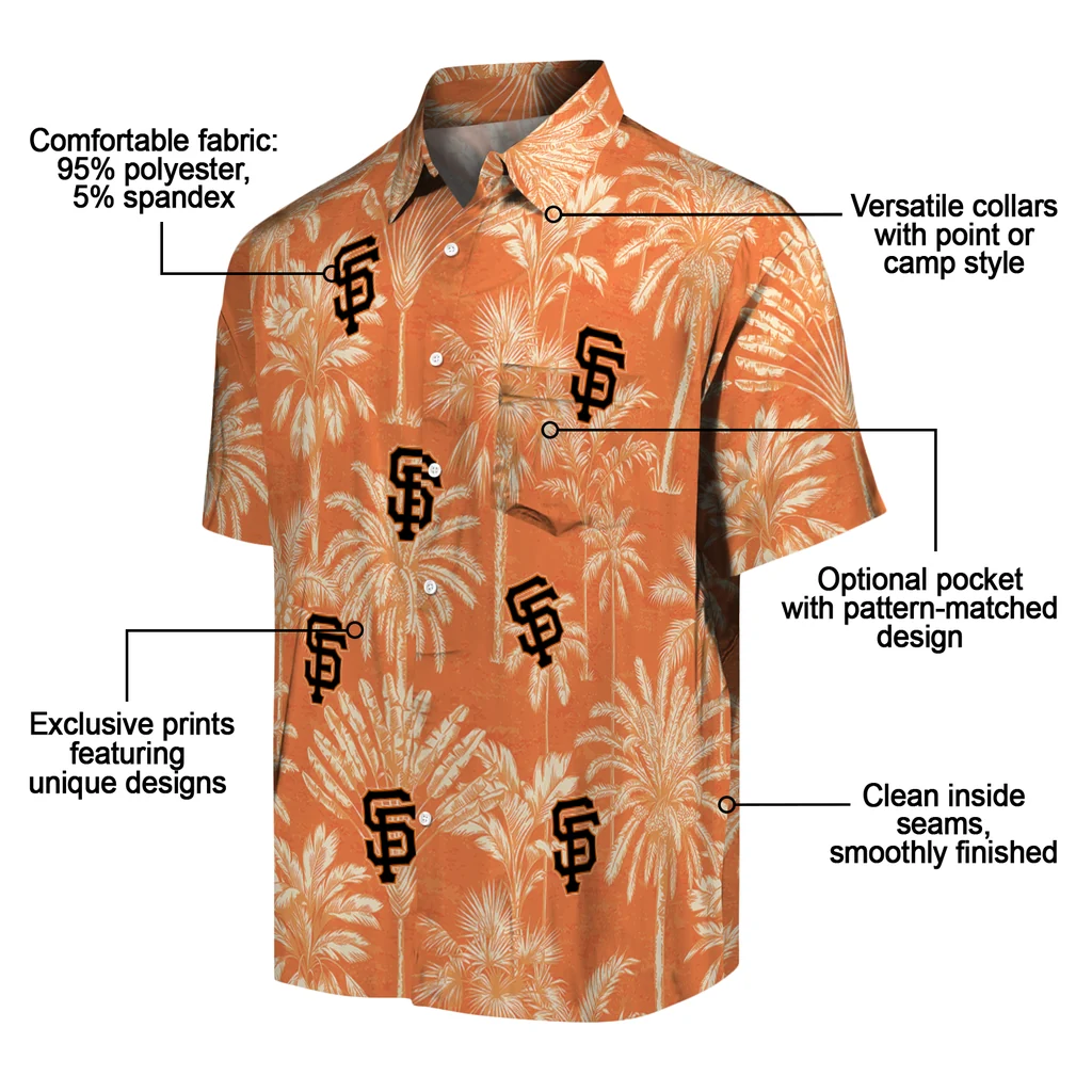 San Francisco Giants Hawaiian Shirt - Vintage Palm Tree san francisco giants palm shadows orange hawaiian shirts new arrival