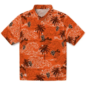 san francisco giants wave palm orange hawaiian shirts best selling