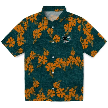 san jose sharks hibiscus petals teal hawaiian shirts best selling