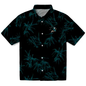 san jose sharks bamboo branches teal black hawaiian shirts best selling