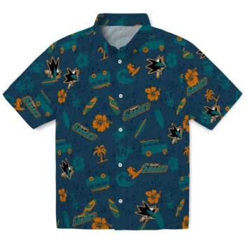 san jose sharks beach vibe navy hawaiian shirts best selling