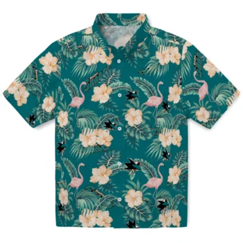 san jose sharks flamingo palms teal hawaiian shirts best selling
