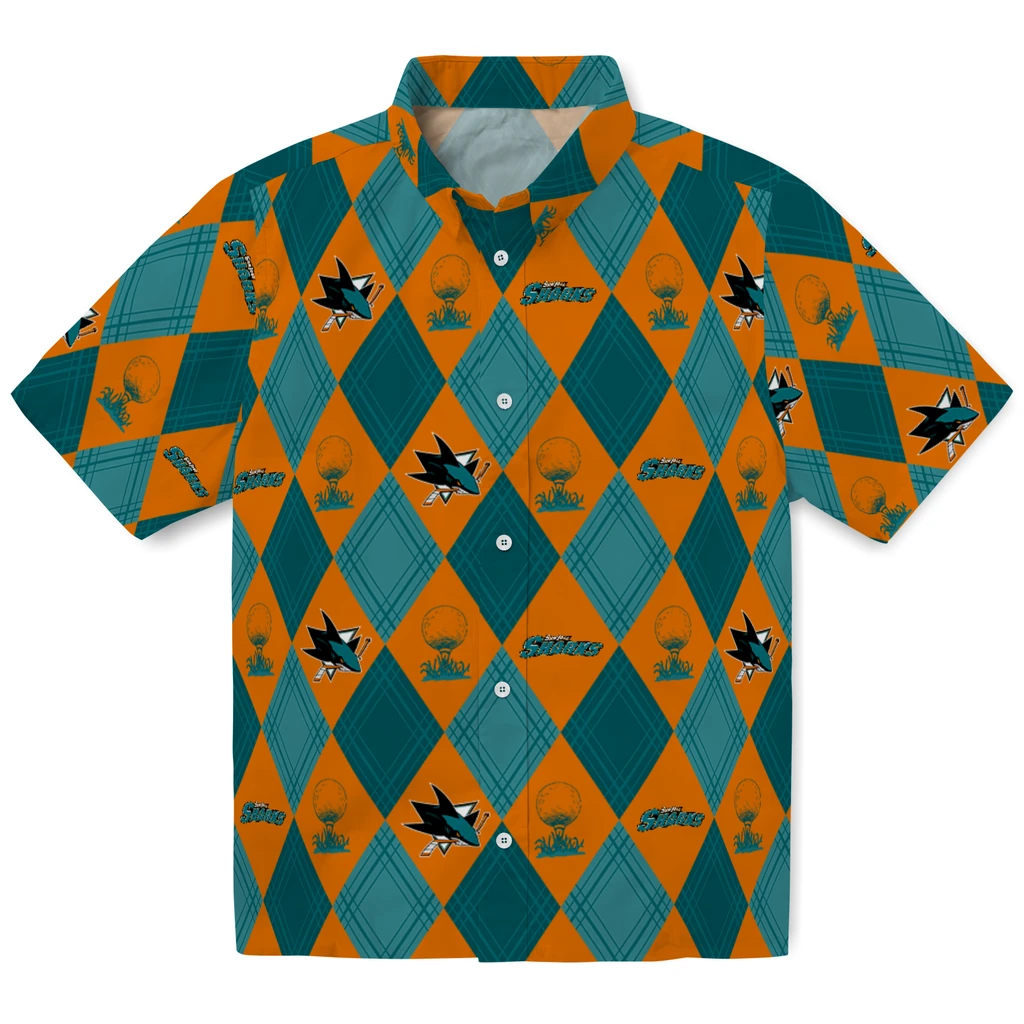 San Jose Sharks Hawaiian Shirt - Golfing Plaid san jose sharks balloon plaid teal hawaiian shirts best selling