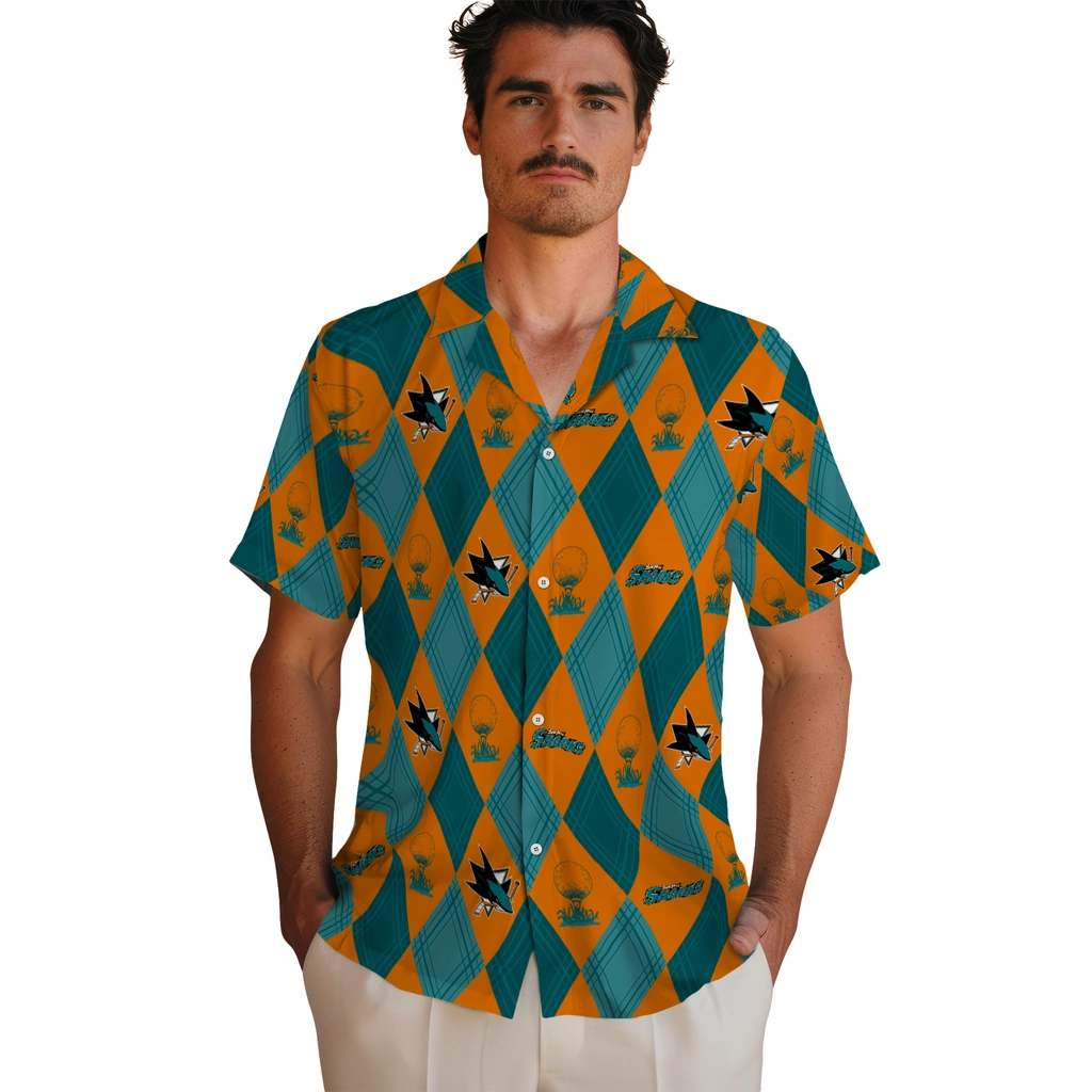 San Jose Sharks Hawaiian Shirt - Golfing Plaid san jose sharks balloon plaid teal hawaiian shirts fashion forward