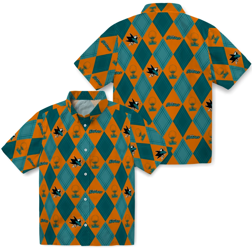 San Jose Sharks Hawaiian Shirt - Golfing Plaid san jose sharks balloon plaid teal hawaiian shirts high quality