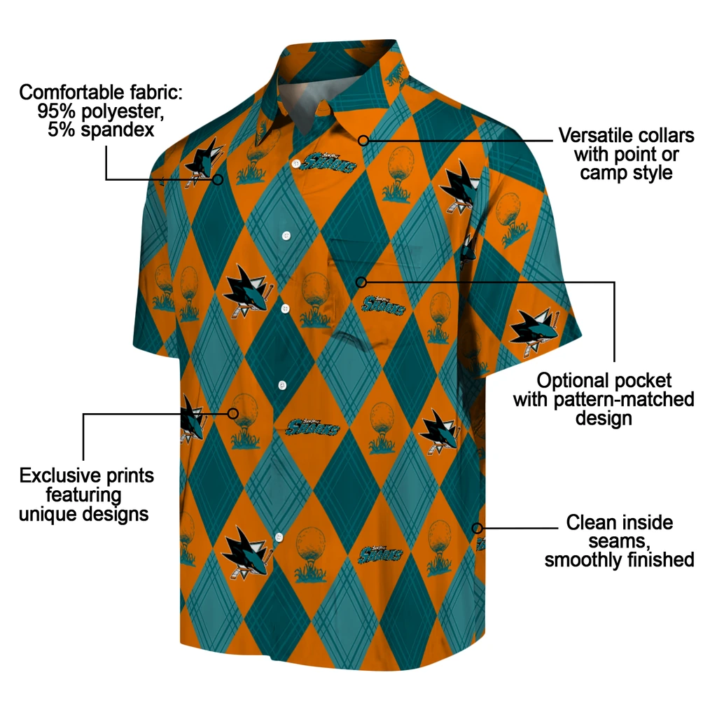 San Jose Sharks Hawaiian Shirt - Golfing Plaid san jose sharks balloon plaid teal hawaiian shirts new arrival