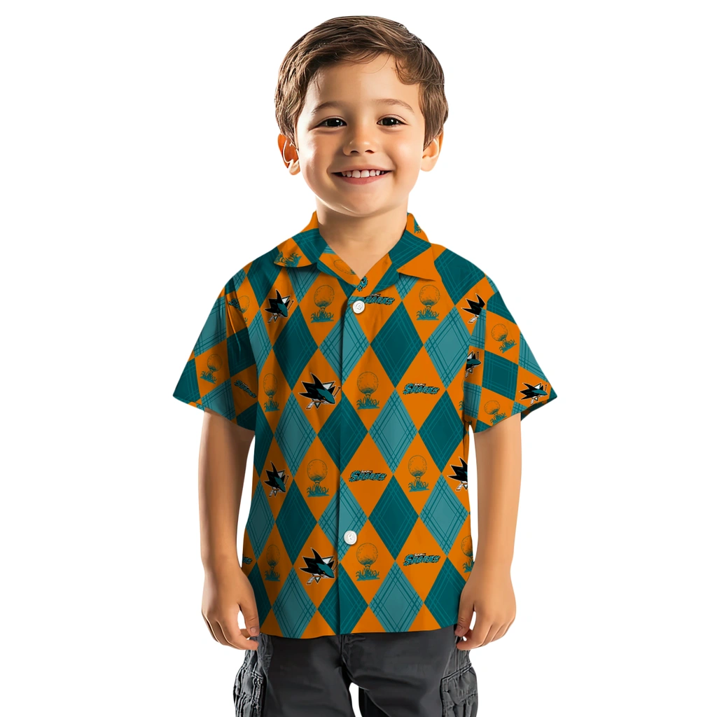 San Jose Sharks Hawaiian Shirt - Golfing Plaid san jose sharks balloon plaid teal hawaiian shirts top rated