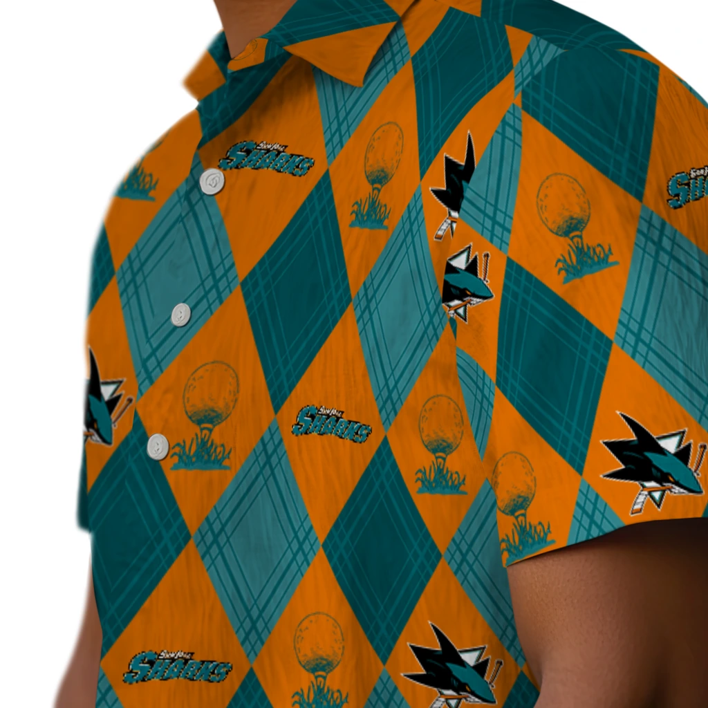 San Jose Sharks Hawaiian Shirt - Golfing Plaid san jose sharks balloon plaid teal hawaiian shirts trendy