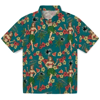 san jose sharks hawaiian girls design teal hawaiian shirts best selling