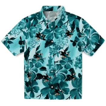 san jose sharks hibiscus arrangement teal hawaiian shirts best selling