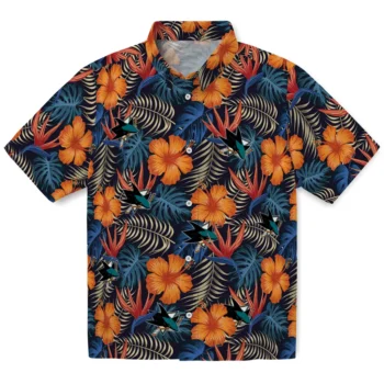 san jose sharks hibiscus foliage hawaiian shirts best selling