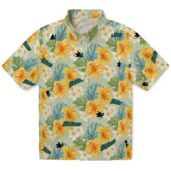 san jose sharks hibiscus mood pale lime yellow hawaiian shirts best selling