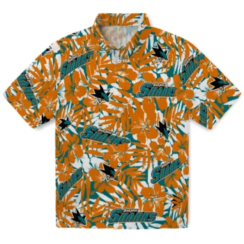 san jose sharks hibiscus overlay hawaiian shirts best selling