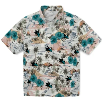 san jose sharks hibiscus seaside white hawaiian shirts best selling