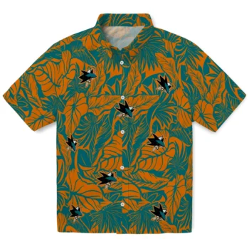 san jose sharks monstera layer teal hawaiian shirts best selling