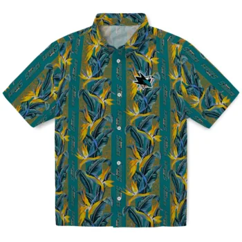 san jose sharks paradise vines teal hawaiian shirts best selling