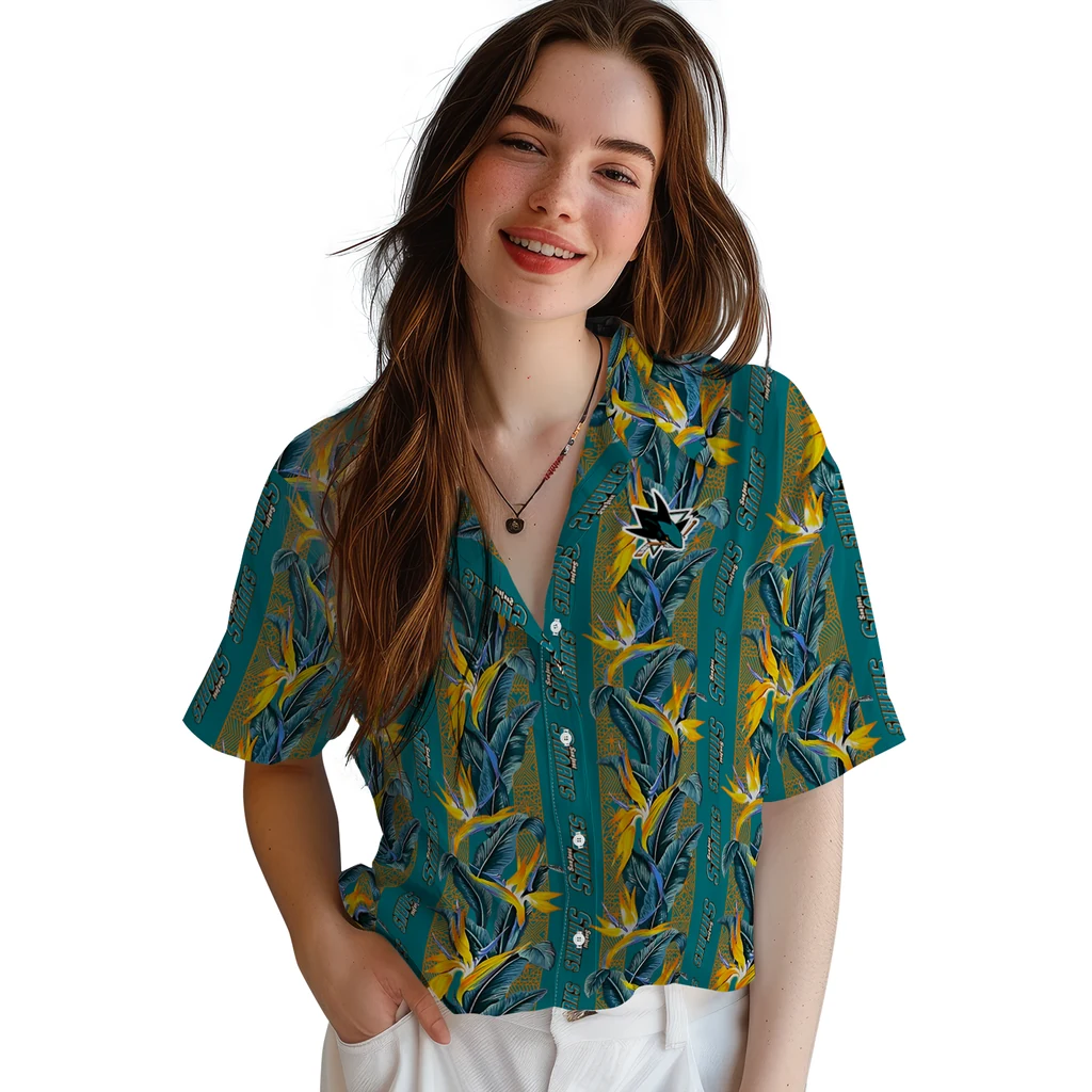 San Jose Sharks Hawaiian Shirt - Paradise Vines san jose sharks paradise vines teal hawaiian shirts latest model