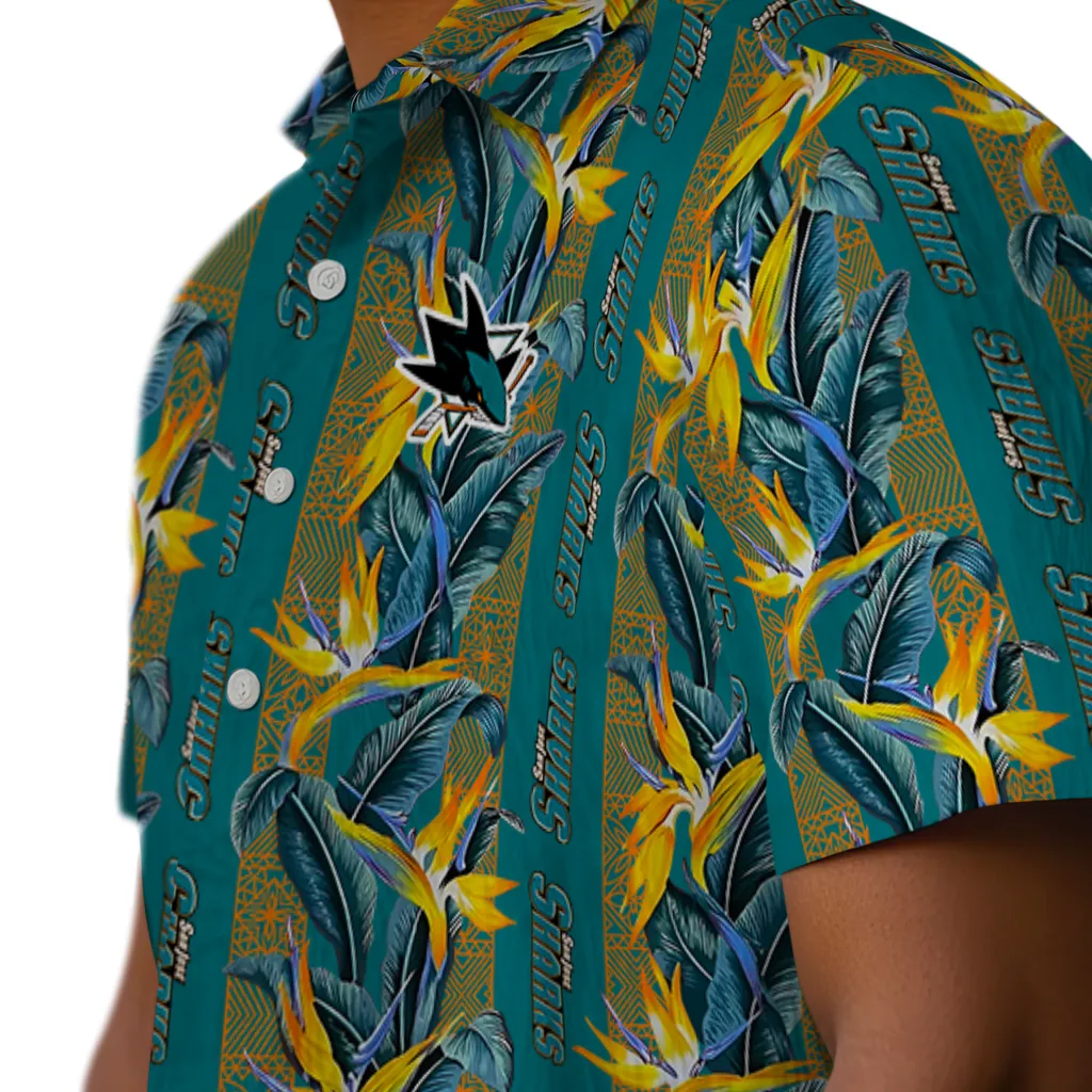 San Jose Sharks Hawaiian Shirt - Paradise Vines san jose sharks paradise vines teal hawaiian shirts trendy