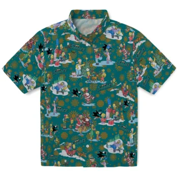 san jose sharks simpsons christmas teal hawaiian shirts best selling