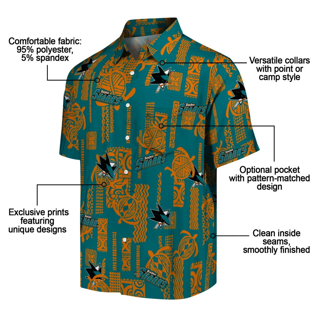 San Jose Sharks Hawaiian Shirt - Turtle Lines san jose sharks turtle lines teal hawaiian shirts new arrival