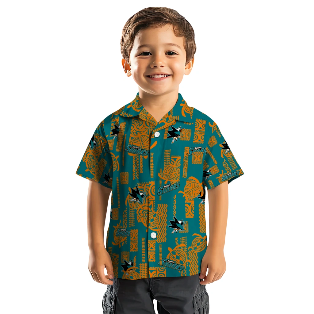 San Jose Sharks Hawaiian Shirt - Turtle Lines san jose sharks turtle lines teal hawaiian shirts top rated