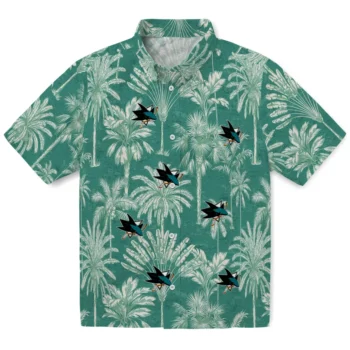san jose sharks palm shadows teal hawaiian shirts best selling