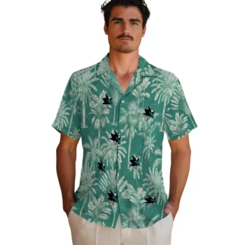 san jose sharks palm shadows teal hawaiian shirts fashion forward