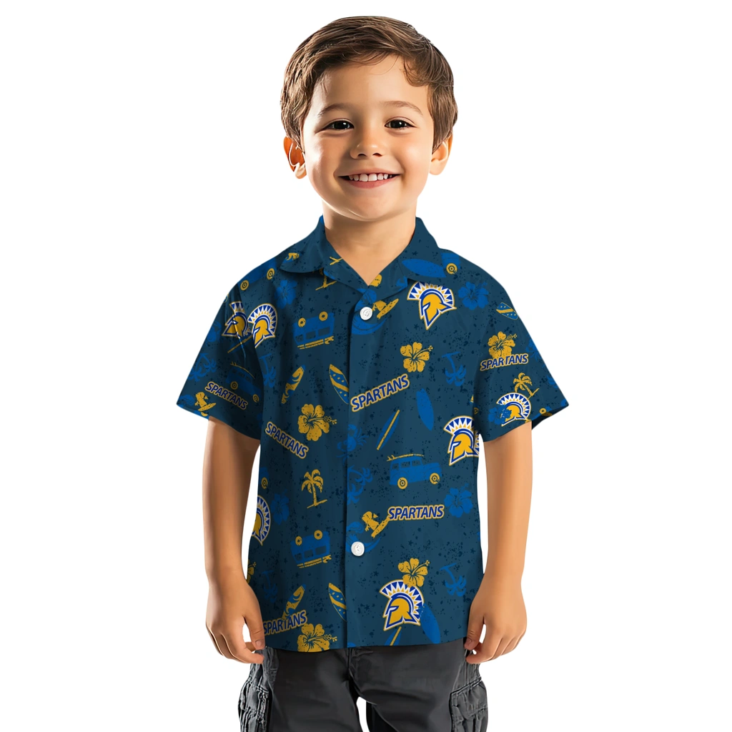 San Jose State Spartans Hawaiian Shirt - Beach Vibe san jose state spartans beach vibe navy hawaiian shirts top rated